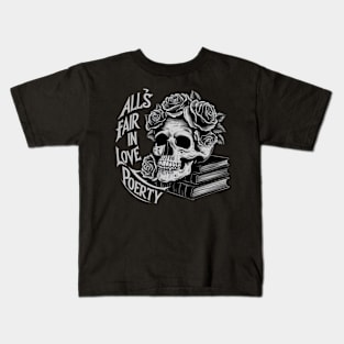 all s fair in love and poetry vintage skull Kids T-Shirt